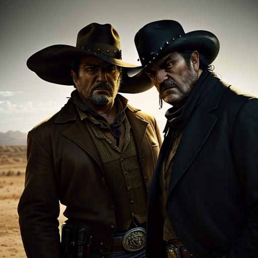 Two aliens in the middle of a old fashioned Mexican standoff