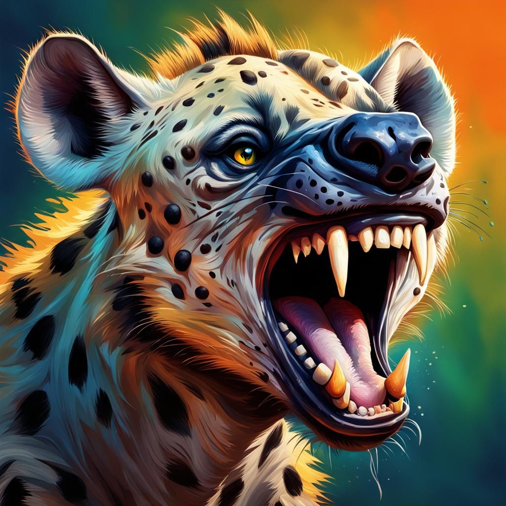 Hyperrealistic Human-Hyena Hybrid Portrait