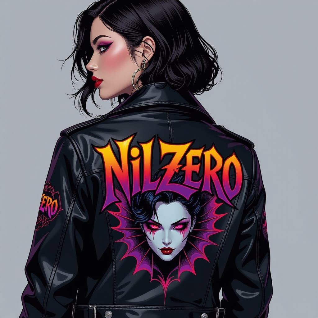 Gothic Japanese Woman in Leather Jacket