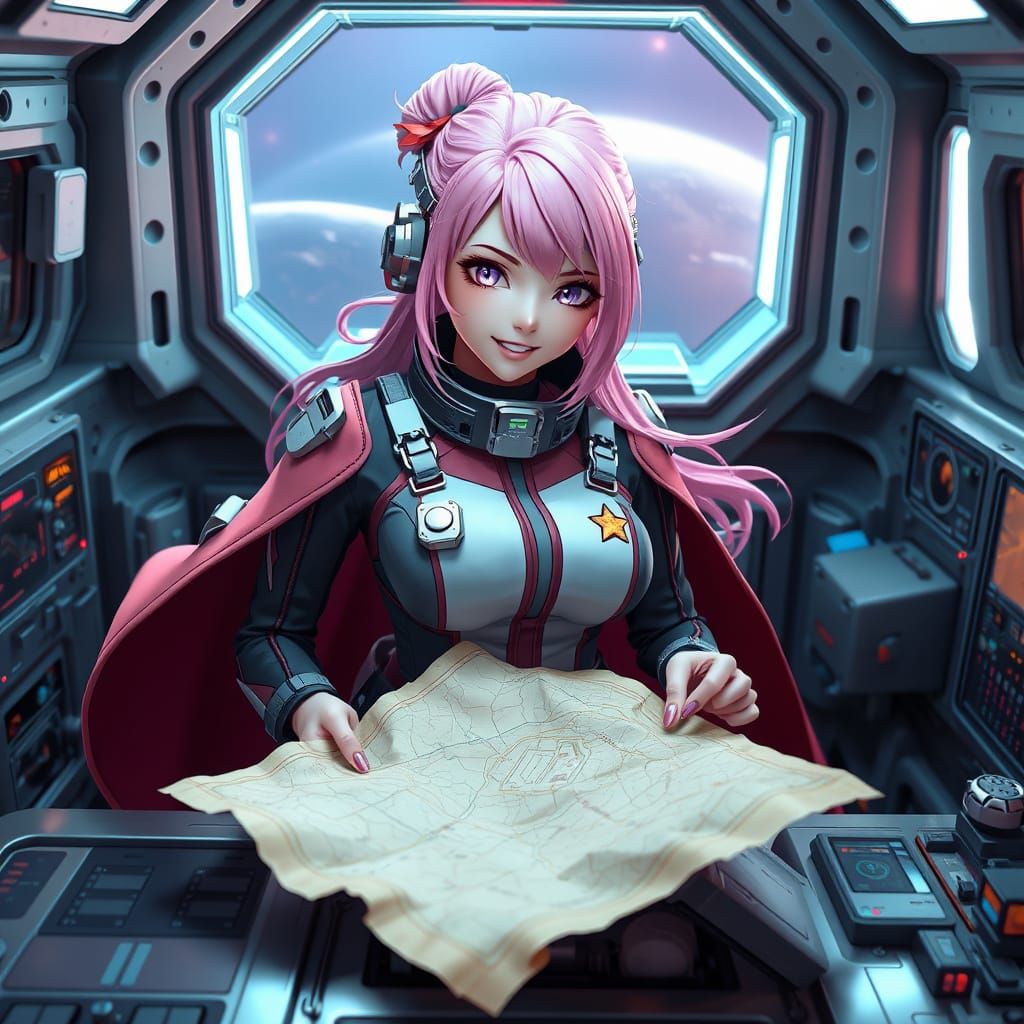 Sleek Space Adventurer Examines the Cosmos