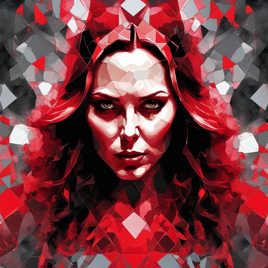 Scarlet Witch in Mosaic-Like Pop Art Collage