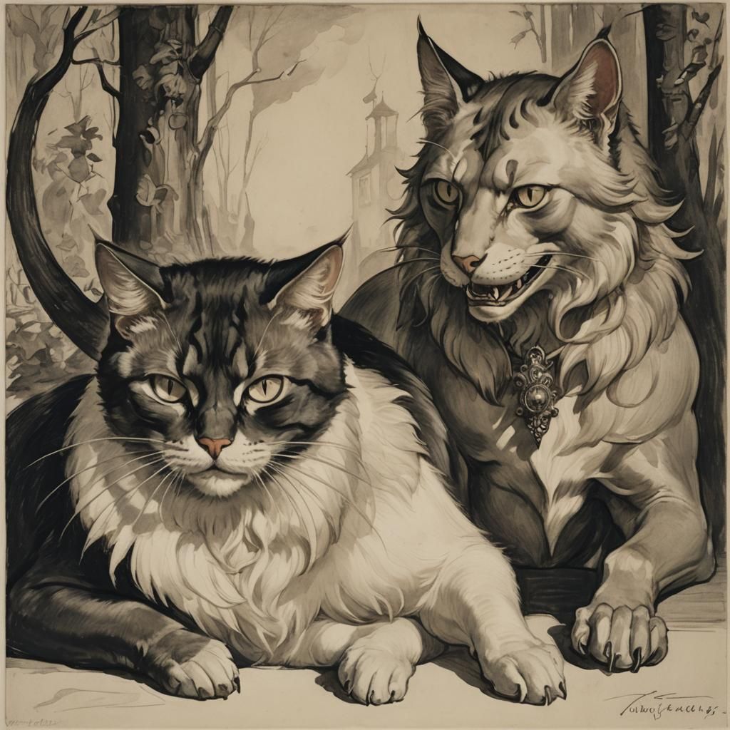 Vampire Cat and Centaur Enjoying Life