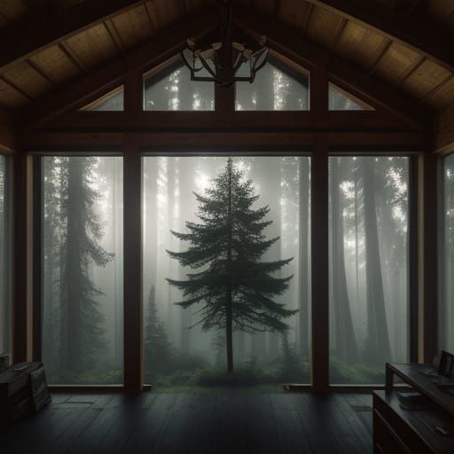 Hyperrealistic Forest Tiny House in Golden Light