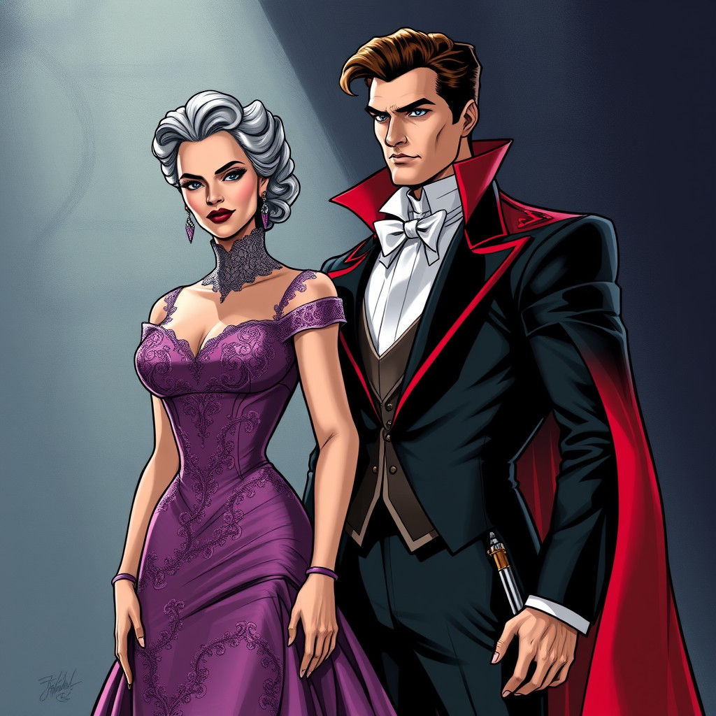 Lady Tremaine and Prince Charming in Comic Book Style
