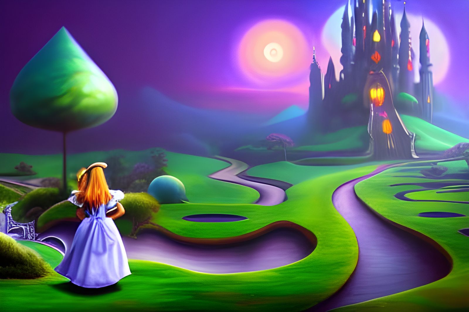 Fantasy landscape Alice in Wonderland meets the Wizard of Oz