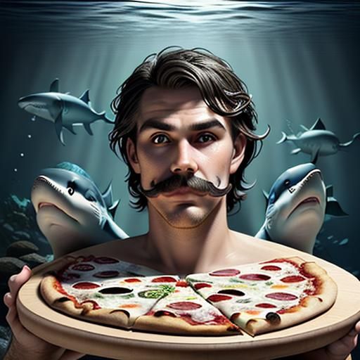 Underwater Pizza Chef Merman in Shaded Waters