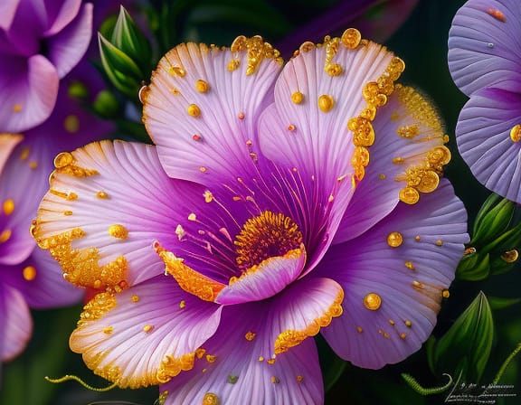 Hyperrealistic Hibiscus Flower with Dew Drops