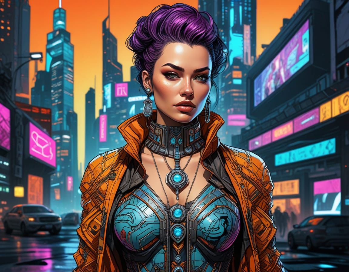 Year 2125 hipster girl portrait