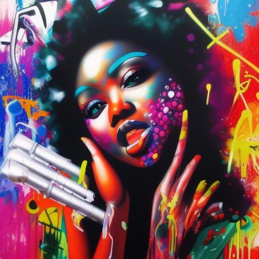 Colorful Graffiti Art Girl with Coca-Cola Splash