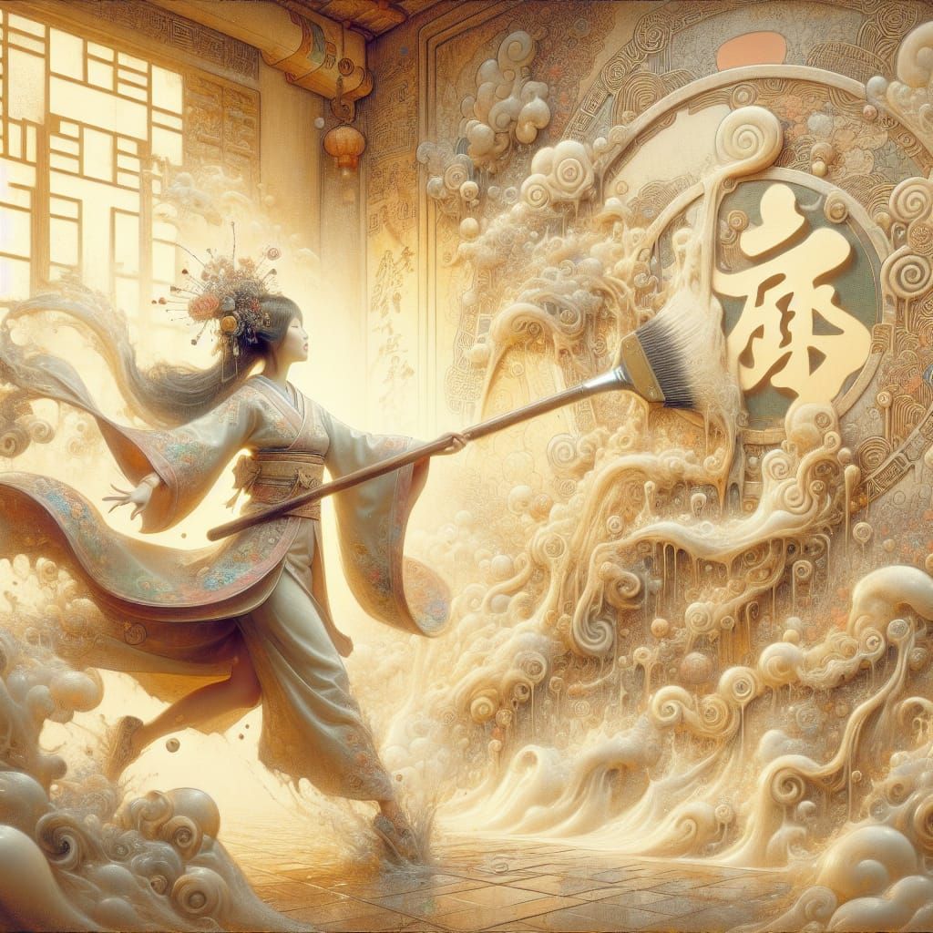 Princess Dances with Brush: Vintage Calligraphy Art