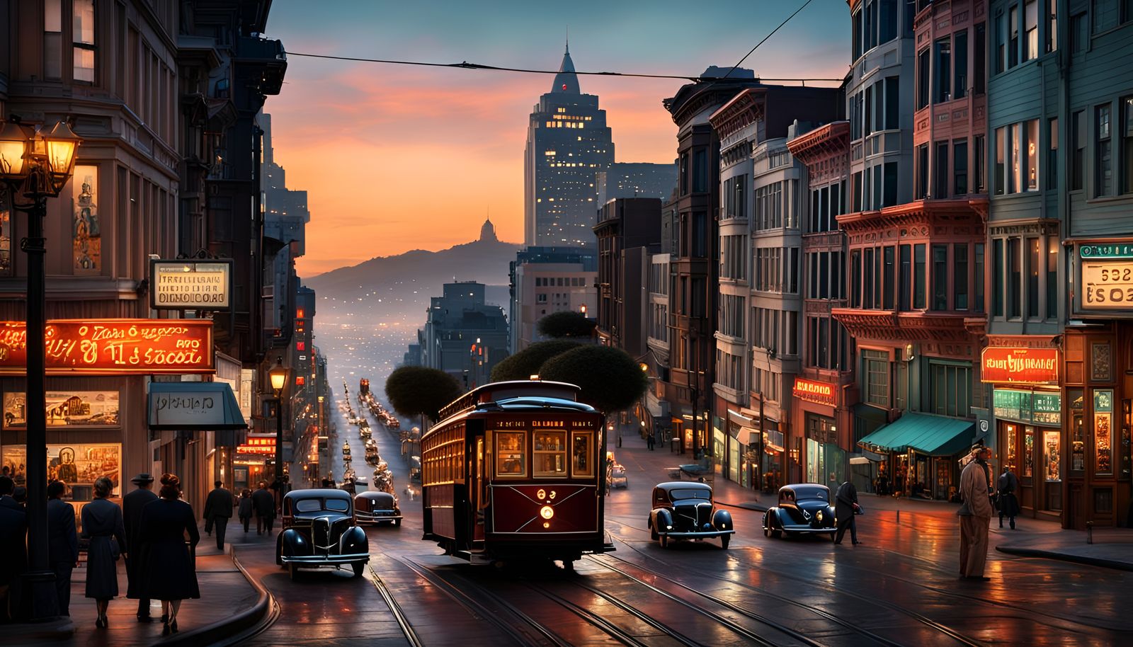 San Francisco at Dusk: 1940s Digital Matte Painting