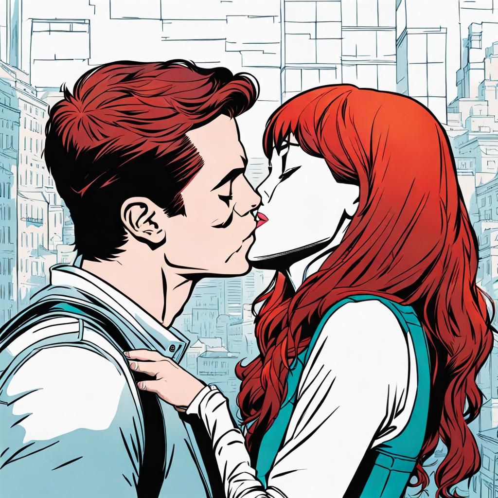 Spider-Man and Mary Jane's Upside-Down Kiss