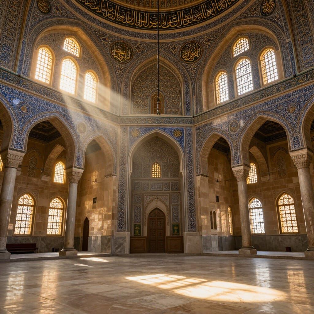 Umayyad Mosque in Damascus Photorealistic Golden Hour