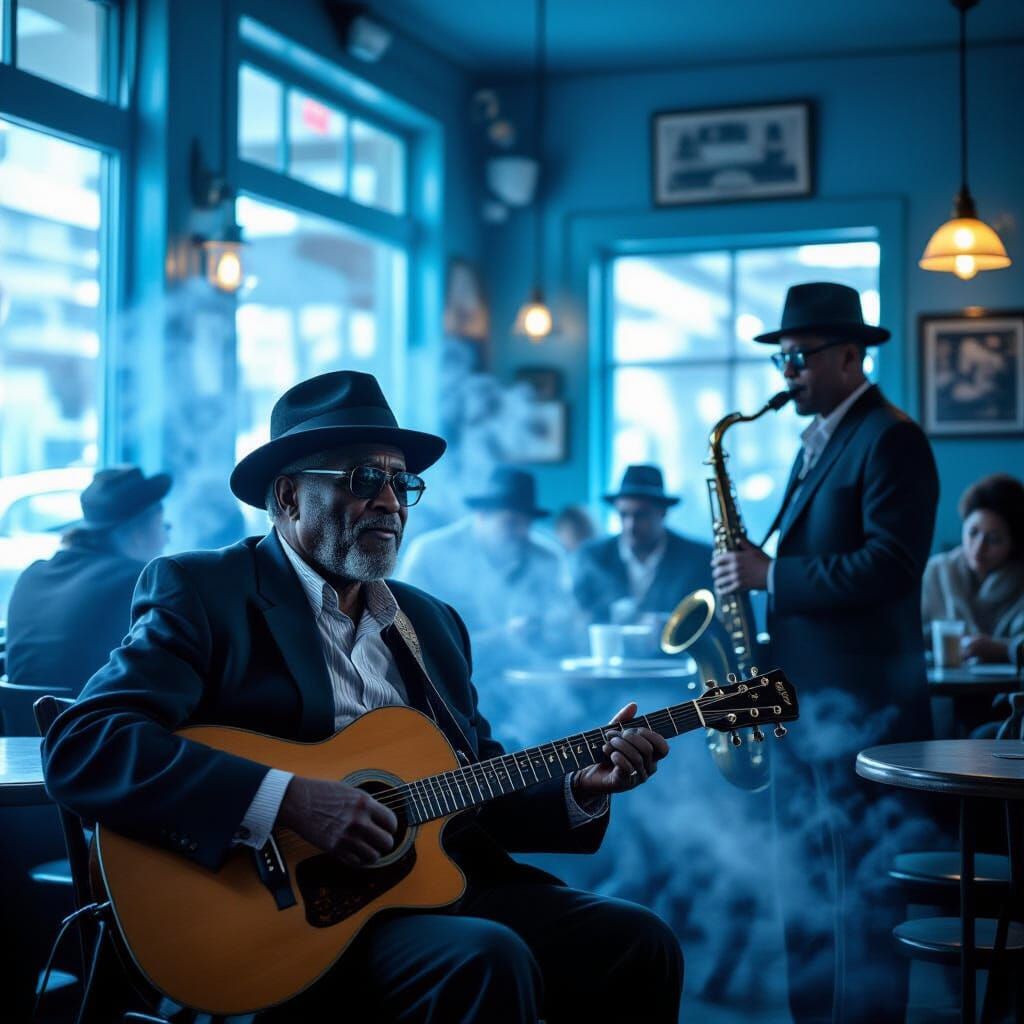 Blues Singer in Hazy Cafe