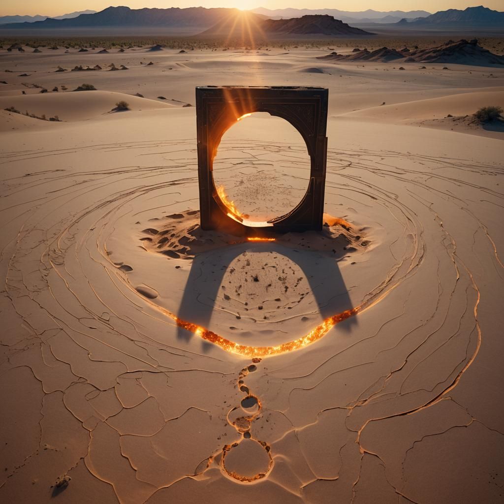 Shimmering Portal Opens in Desert Landscape