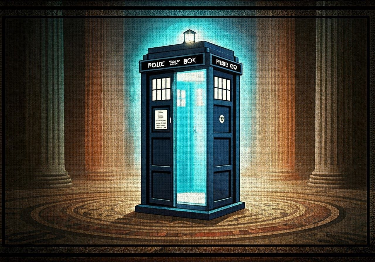 TARDIS Mosaic in Roman Villa, Cyberpunk Graphic Novel