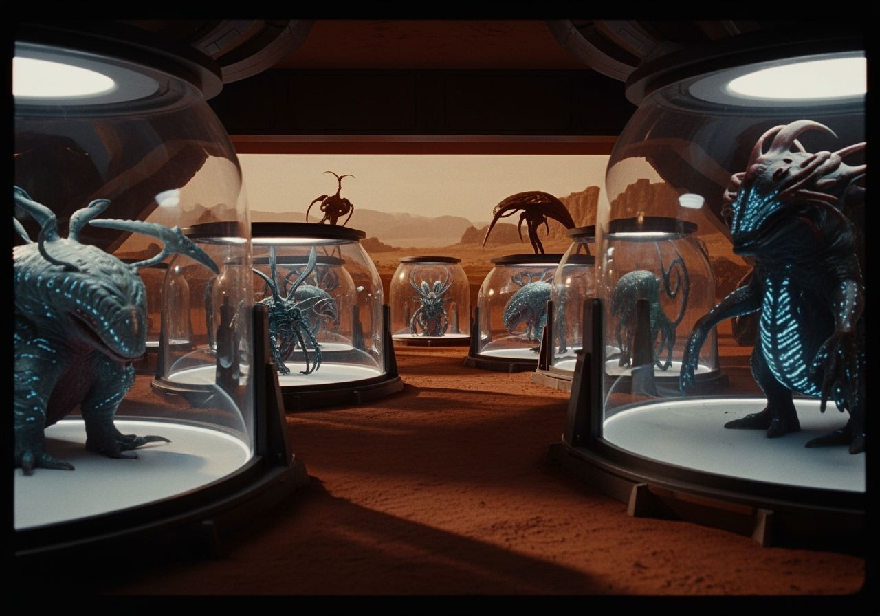 Martian Zoo With Strange Bioluminescent Creatures Cinematic ...