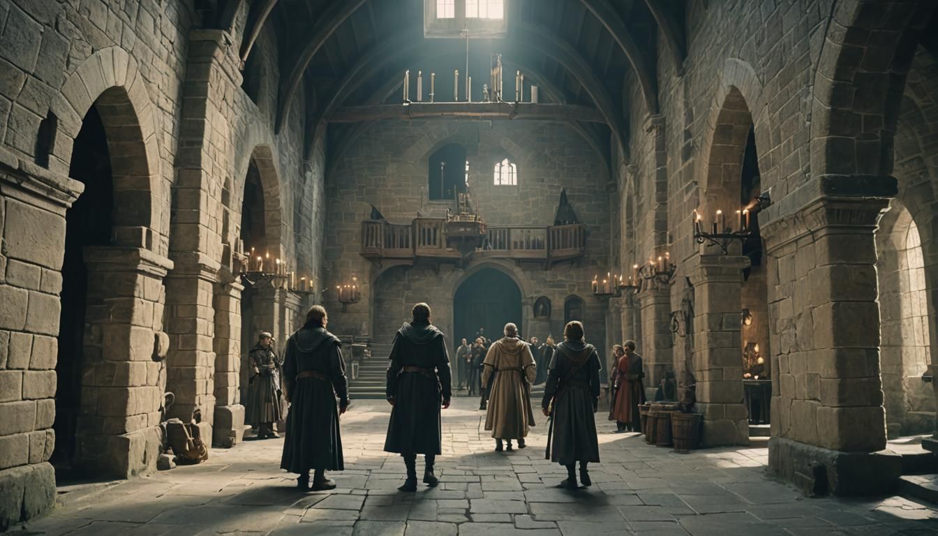 Medieval Castle Great Hall Cinematic Film Still