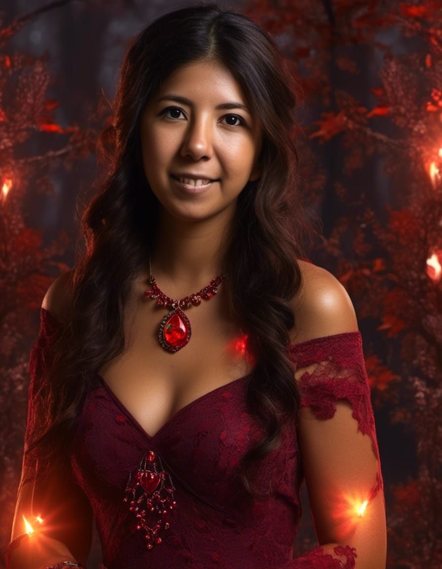 Powerful Fire Witch Sorceress Portrait in 8K