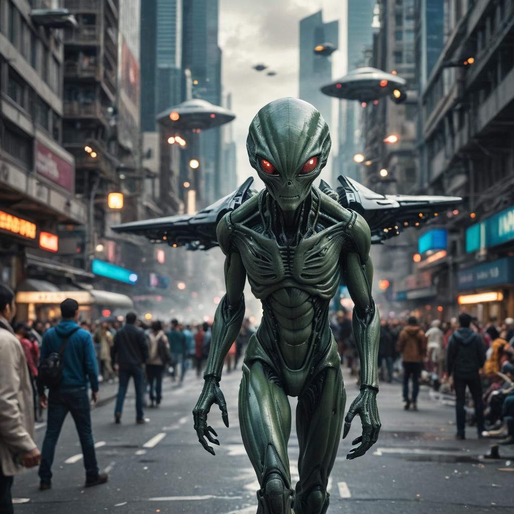 Alien Invasion Halts Megapolis in Hyperrealistic Detail