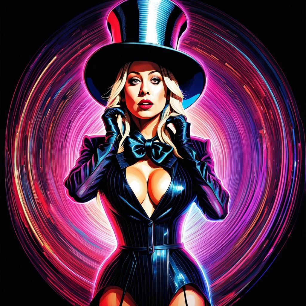 Burlesque Dancer in Glitch Art Style