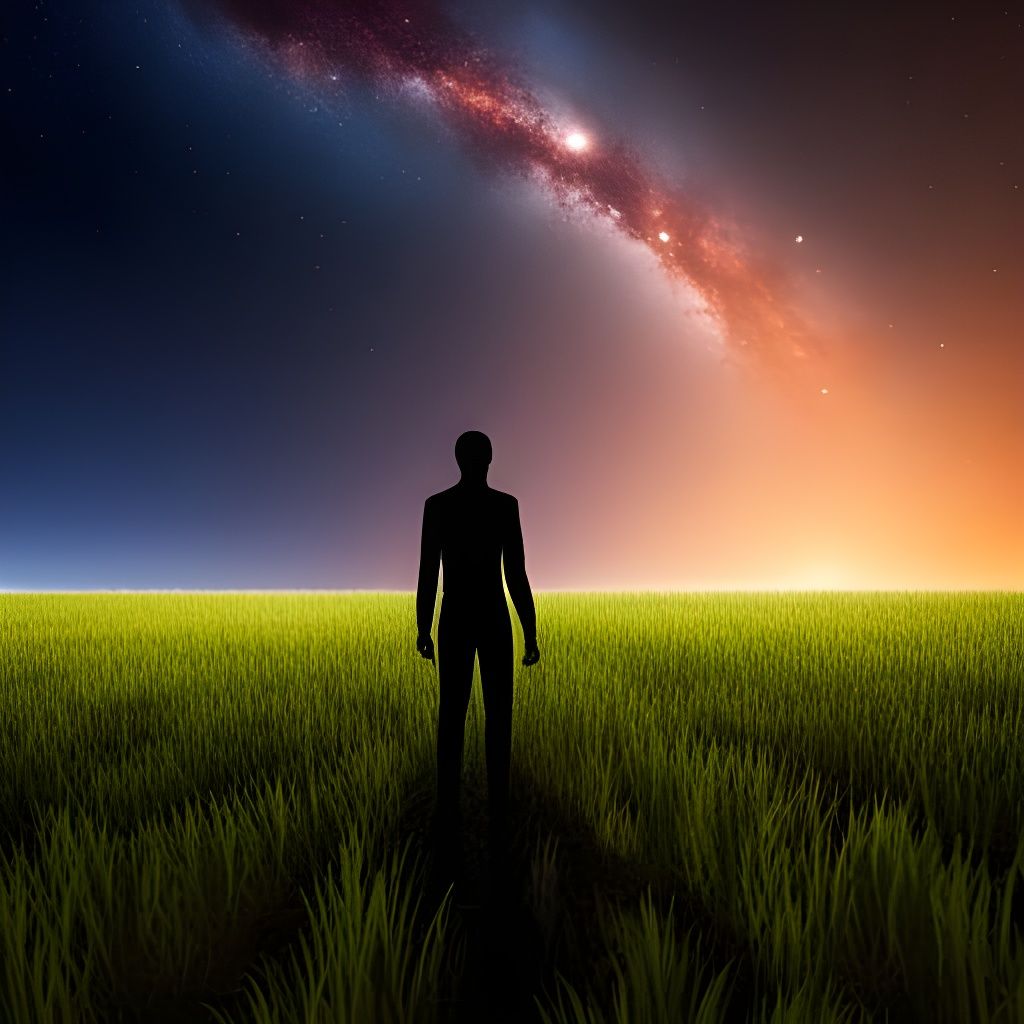 Lone Human Gazing at Starry Heavens: Epic Digital Art