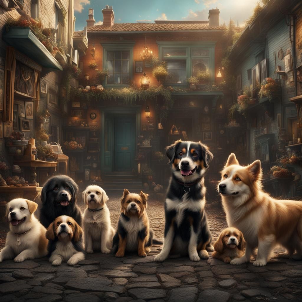 Epic Dogs in a Dramatic Digital Painting
