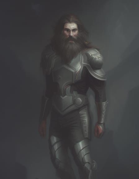 Superhero with Beard in Dark Fantasy Style