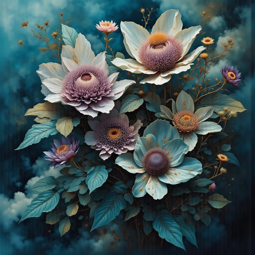 Intricate Iridescent Floral Stained Glass Window