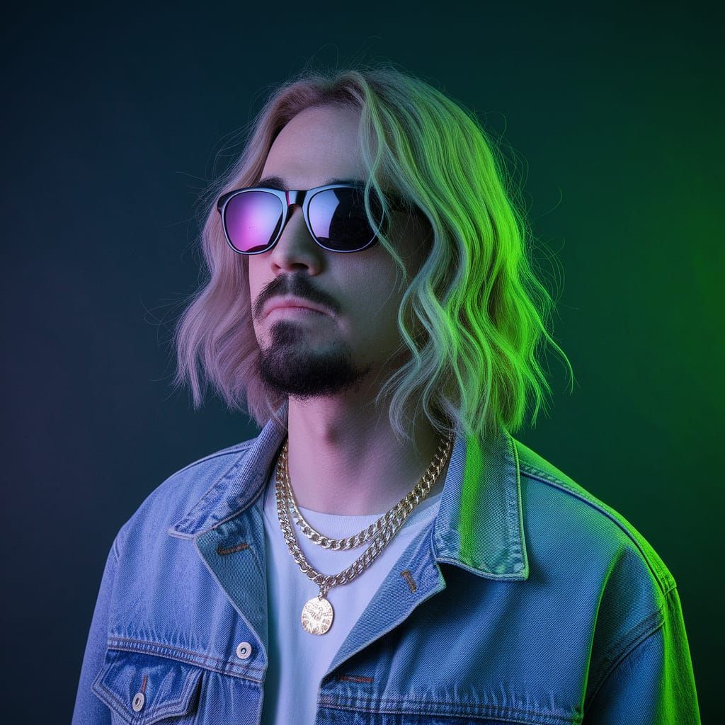 Abstract Rock Formation with Psychedelic Lighting