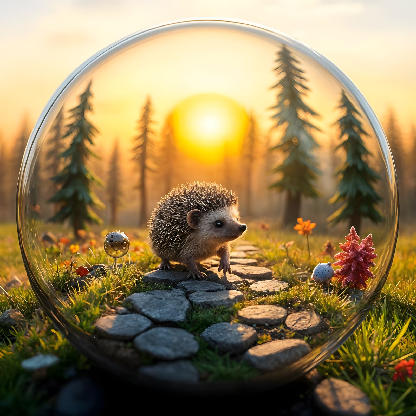Whimsical Hedgehog Embarks on Sunrise Adventure