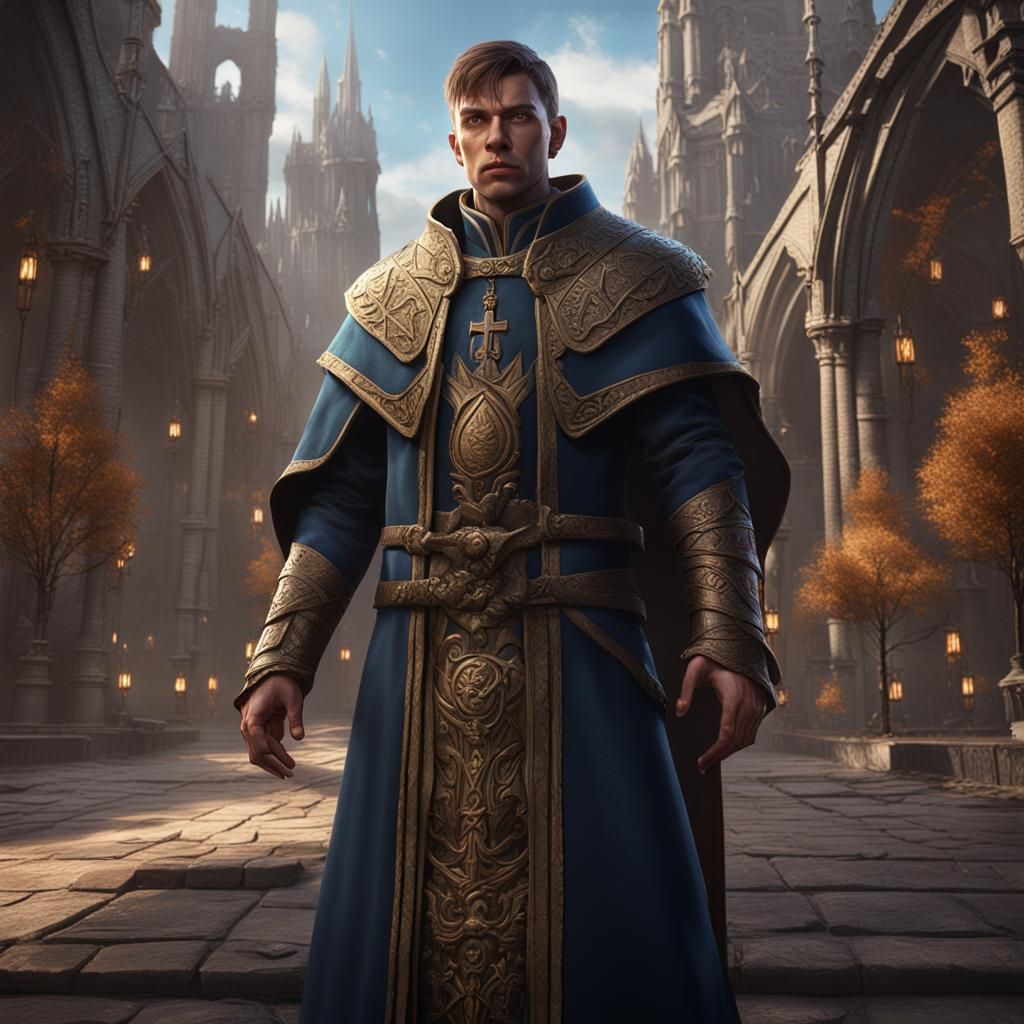 Young Priest of Pelor: Detailed Fantasy Concept Art