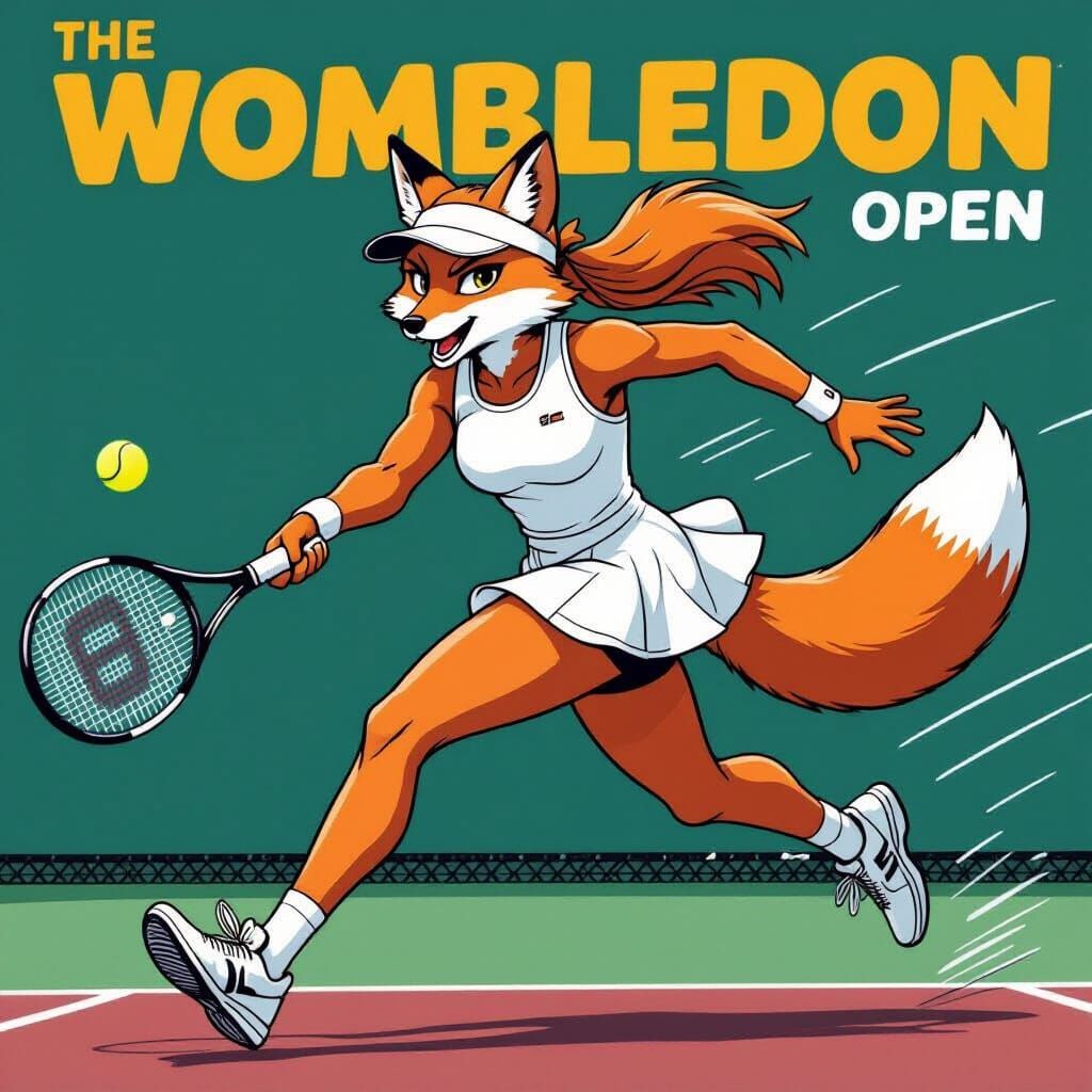 Fox Athlete at the Wimbledon Open, in Manga Style