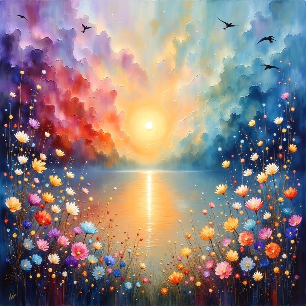 Surreal Sunset in Vibrant Pastel Hues