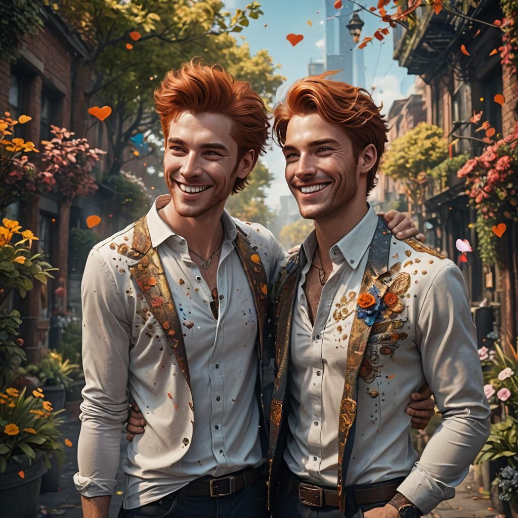 Gay Men in Love: Detailed Fantasy Art