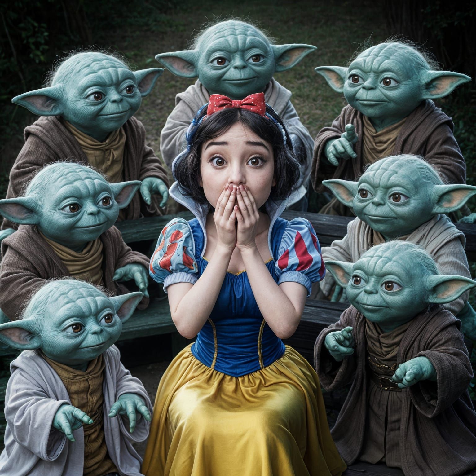 Snow White Meets Yoda in Star Wars Fantasy Scene
