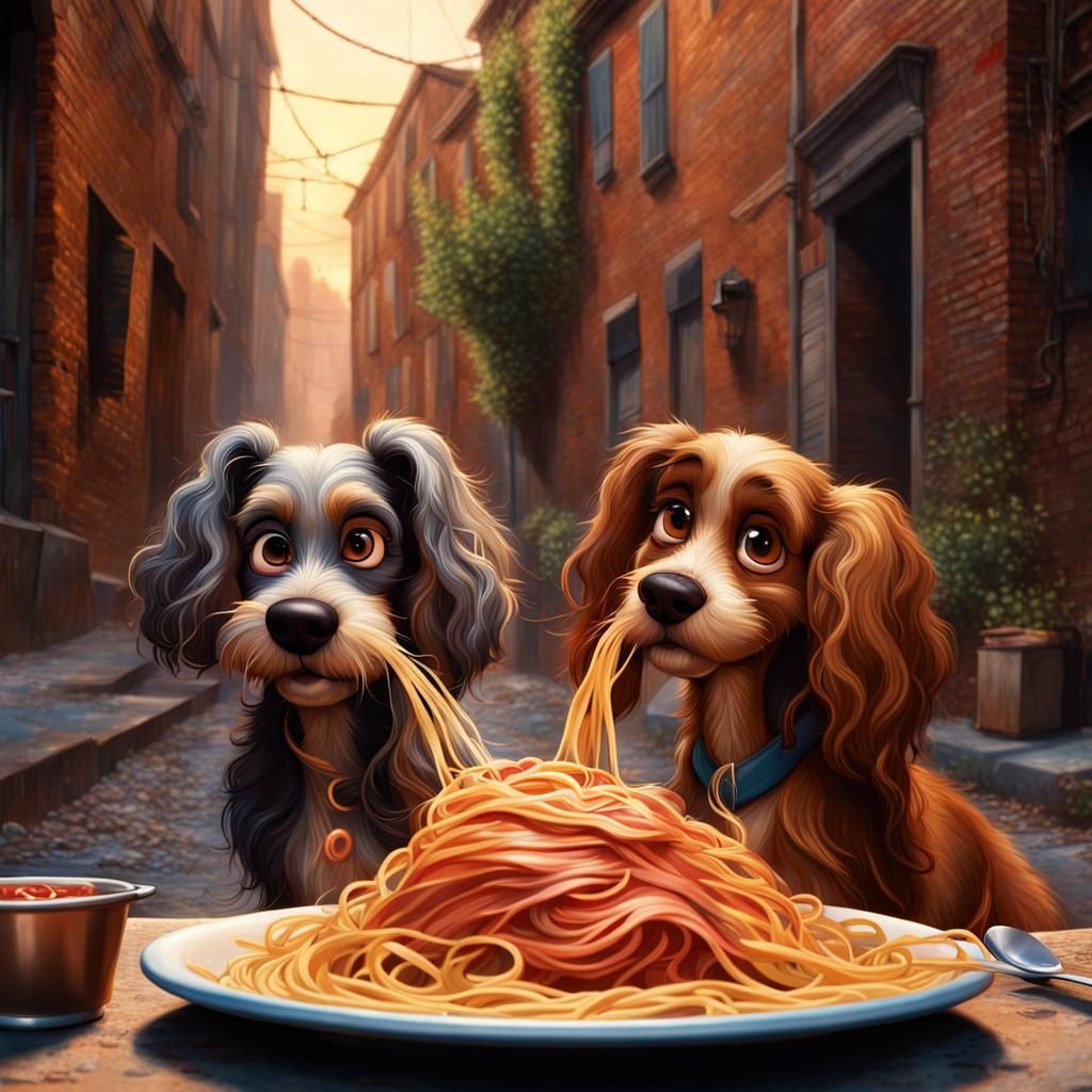 Lady and the Tramp Share Spaghetti