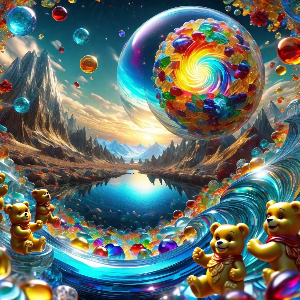 Glass Sphere of Angels and Gummi Bears