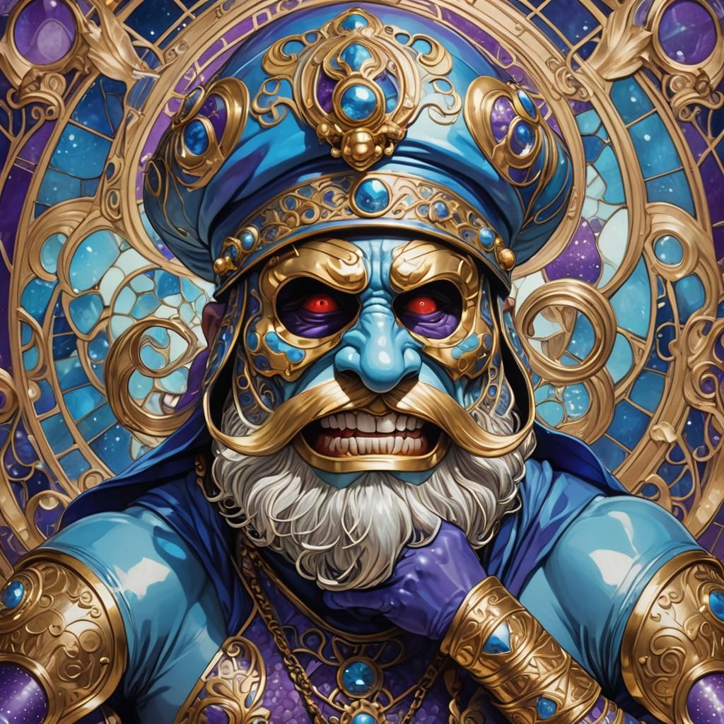 Papa Smurf Lucha Libre in Art Nouveau Style