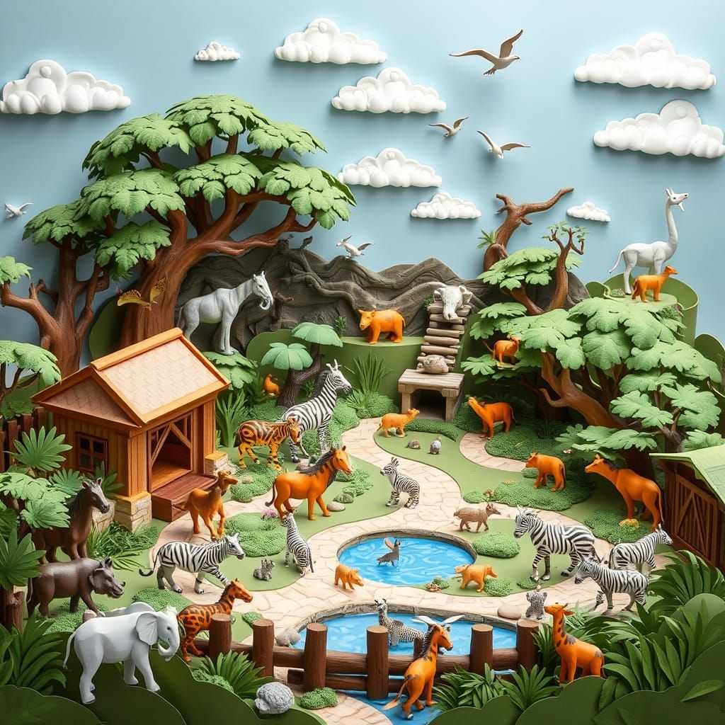 Spectacular Paper Zoo with Exotic Animals