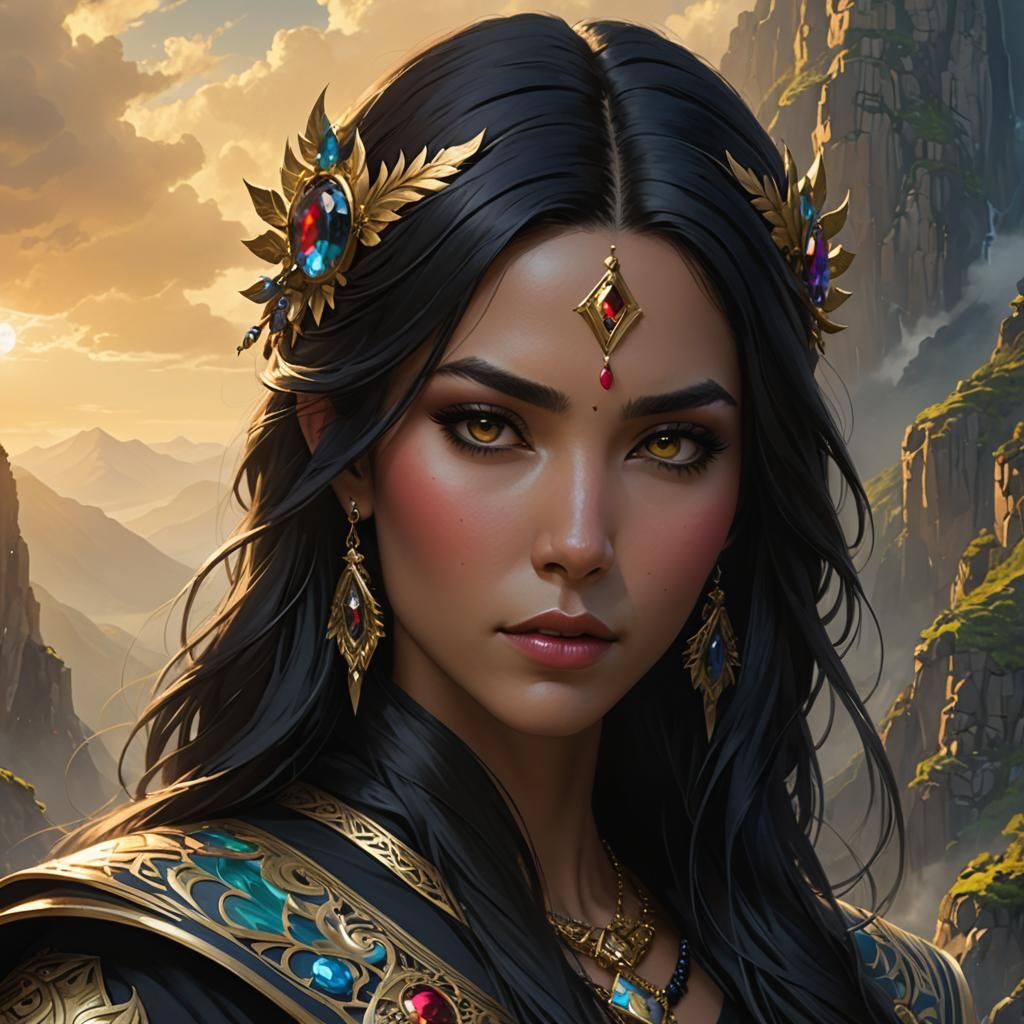 Mountain Priestess Portrait in Epic Fantasy Style