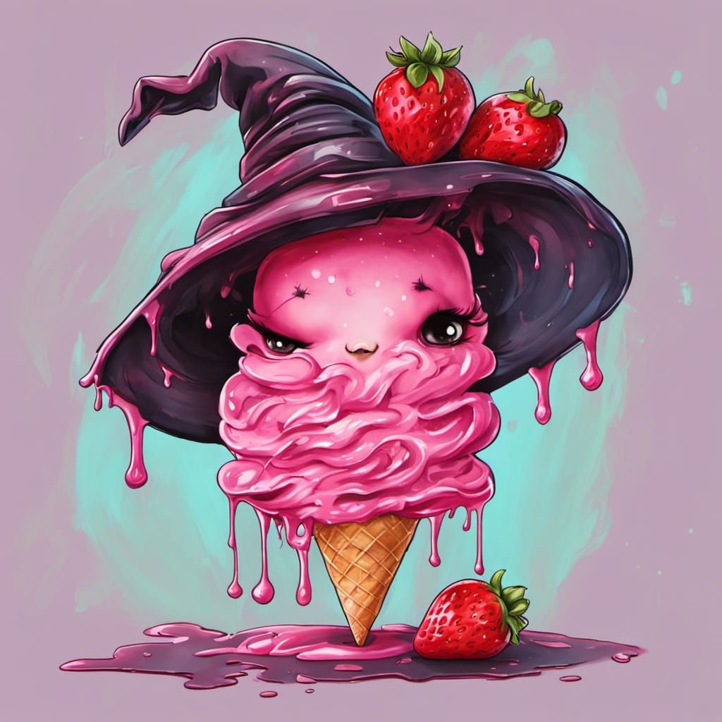 Strawberry Ice Cream Witch Melting