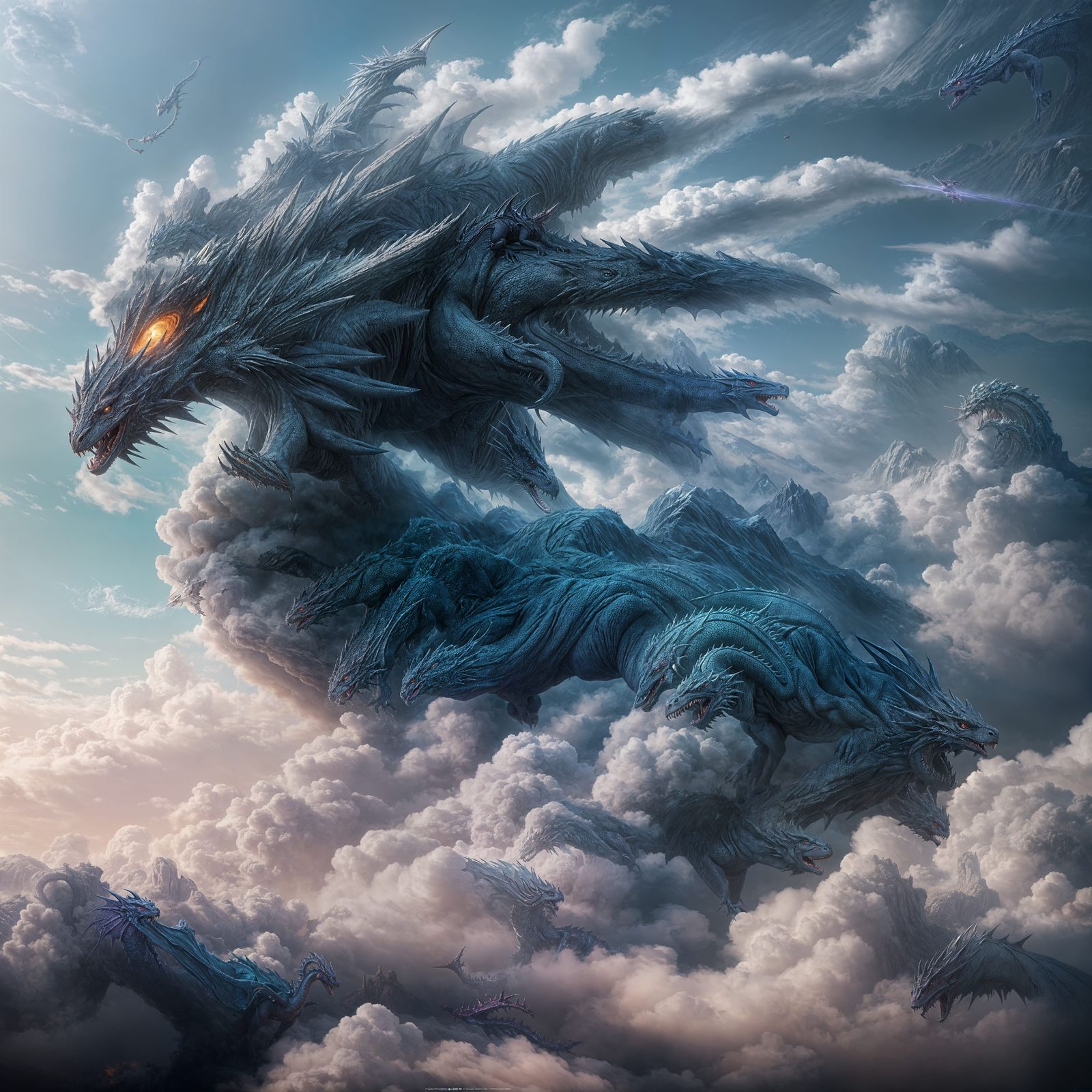 Detailed Cloud Dragon Matte Painting in 8k