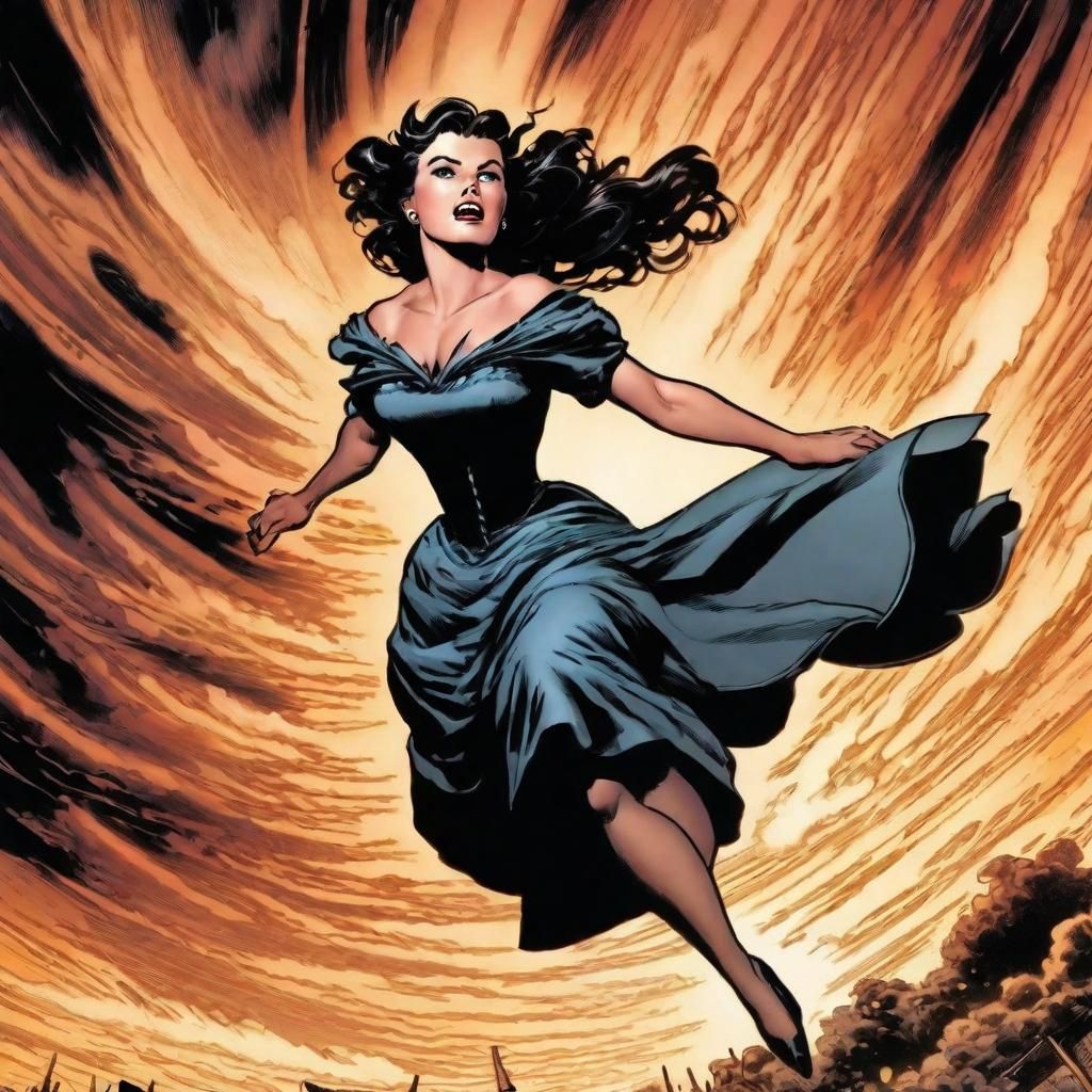 Scarlett O'Hara flying in the whirlwind, lifted by whirlwind...