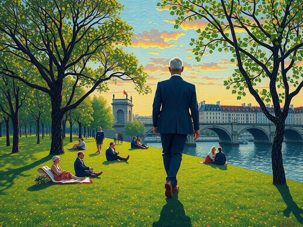 Pointillist Sunday Afternoon Reimagined with Artist