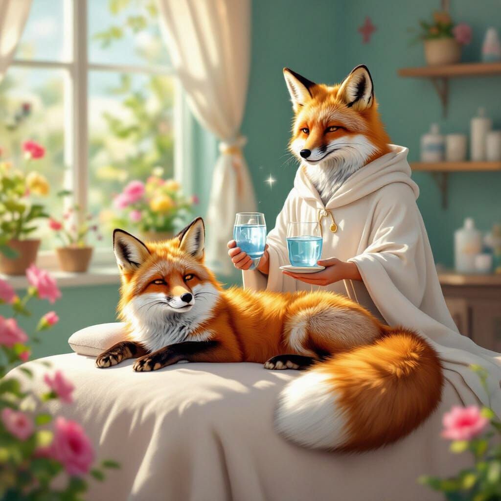 Fox Relaxation in Wellness Spa: Airbrush Acrylic
