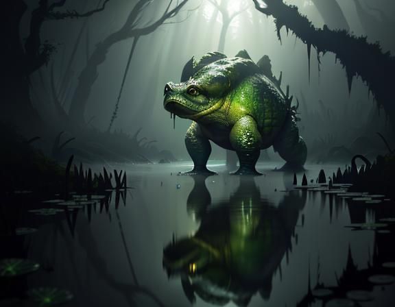 Bullywug Emerges from Swamp in 3D Cinematic Render
