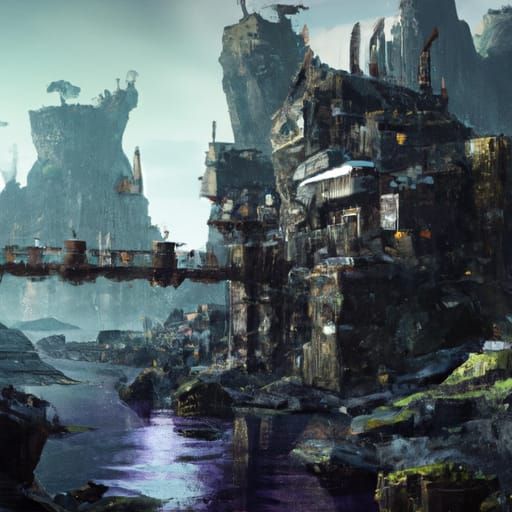 Detailed Fantasy Matte Painting in Deep Color