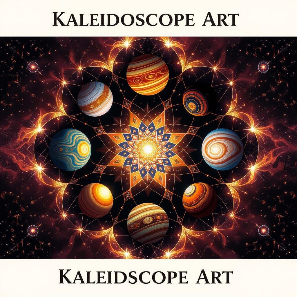 Kaleidoscopic Nebula of Alien Planets in Baroque Style