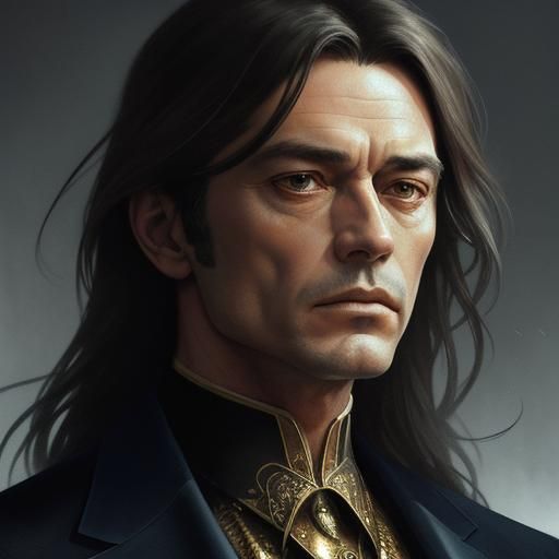 Dramatic Portrait in Art Nouveau Style